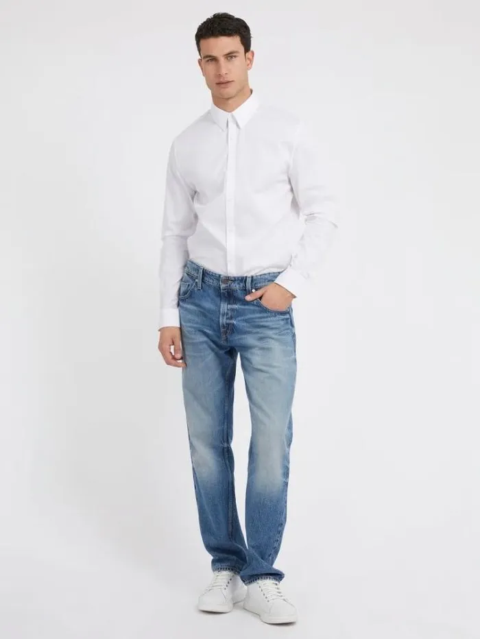 Men Slim Fit Shirt White Guess Shirts