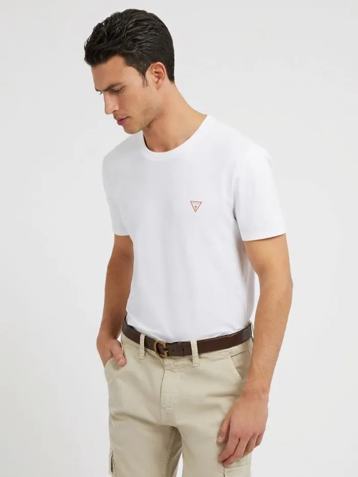 Men Slim Fit Tshirt White Guess Tshirts And Polo Shirts