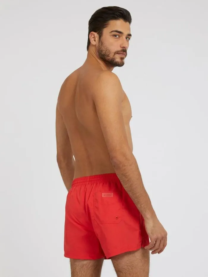 Men Small Logo Short Swim Trunk Red Guess Beachwear