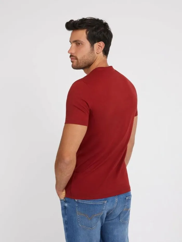 Men Small Logo Tshirt Burgundy Guess Tshirts And Polo Shirts