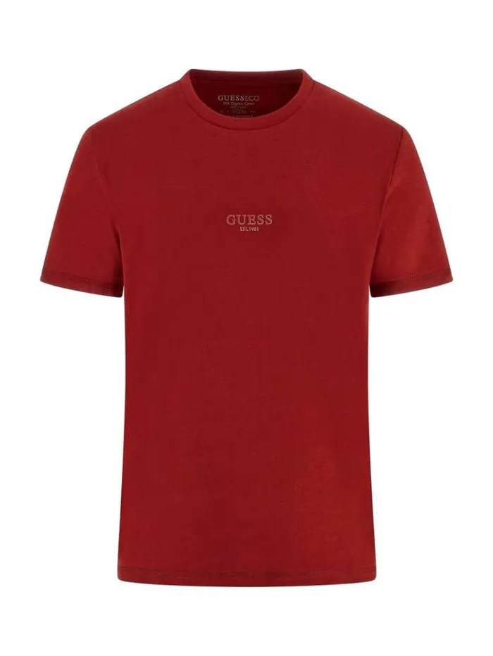 Men Small Logo Tshirt Burgundy Guess Tshirts And Polo Shirts