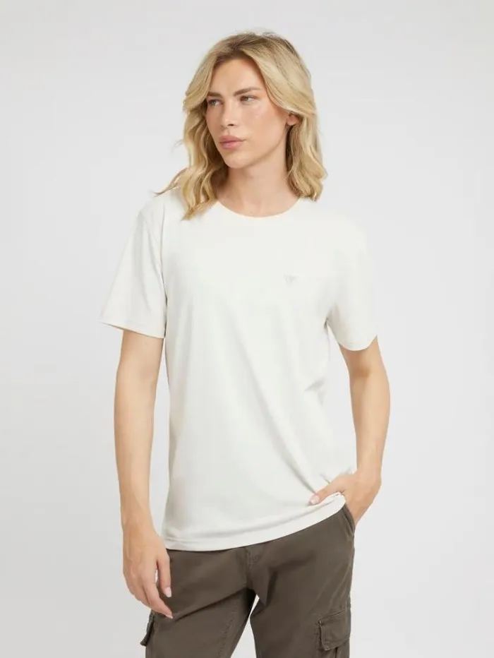 Men Small Triangle Logo Stretch Tshirt White Guess Tshirts And Polo Shirts