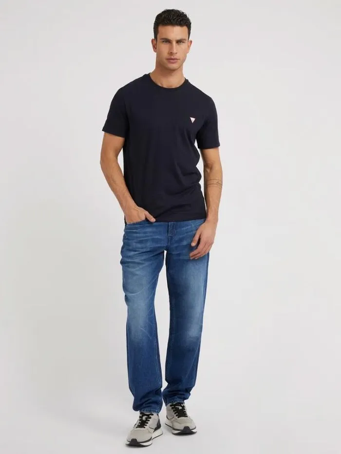 Men Small Triangle Logo Tshirt Blue Guess Tshirts And Polo Shirts