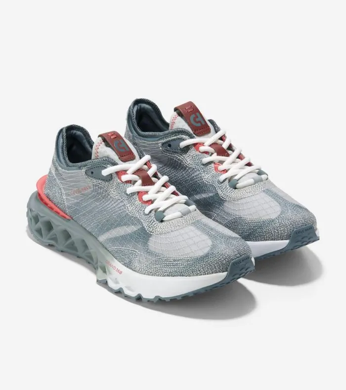 Men Sneakers Cole Haan 5ZERGRAND Embrostitch Running Shoes Storm Graymineral Redoptic White