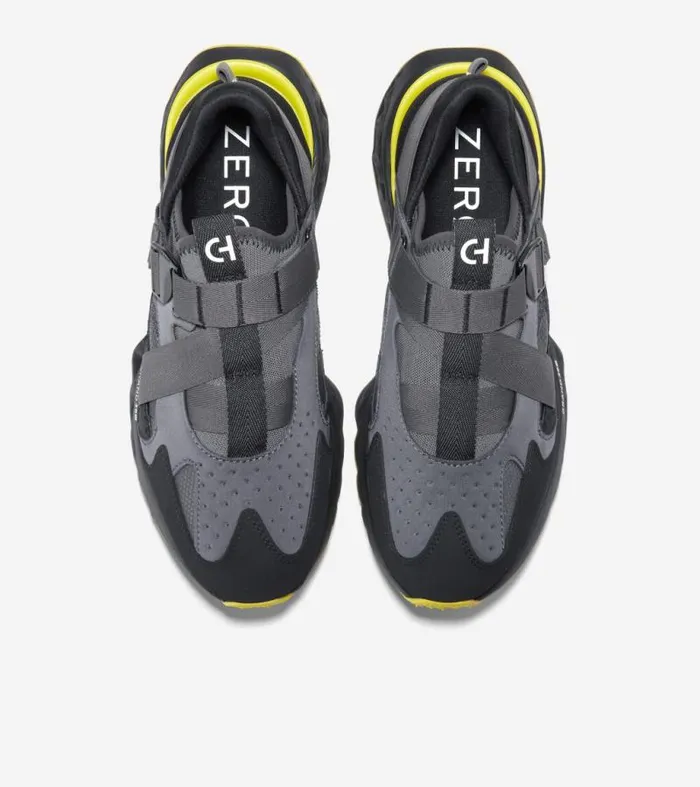 Men Sneakers Cole Haan 5ZERGRAND Monk Strap Running Shoes Gray Pinstripesulphur Springblack