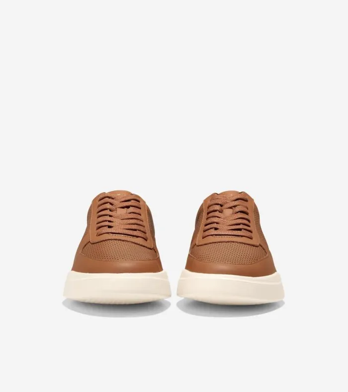 Men Sneakers Cole Haan Grand Crosscourt Modern Tennis Sneakers British Tan Perforateddark Brown