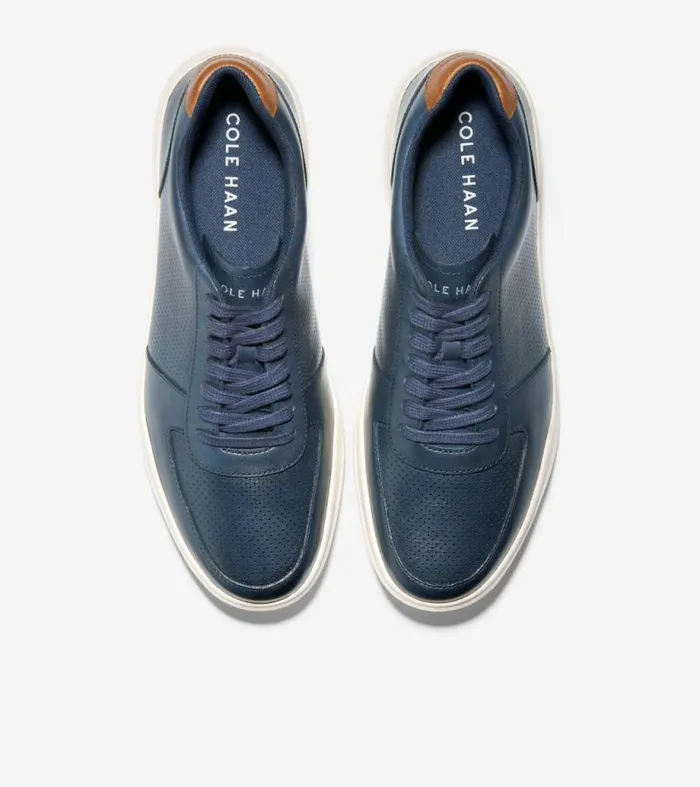 Men Sneakers Cole Haan Grand Crosscourt Modern Tennis Sneakers Peacoat Perforatedbritish Tan