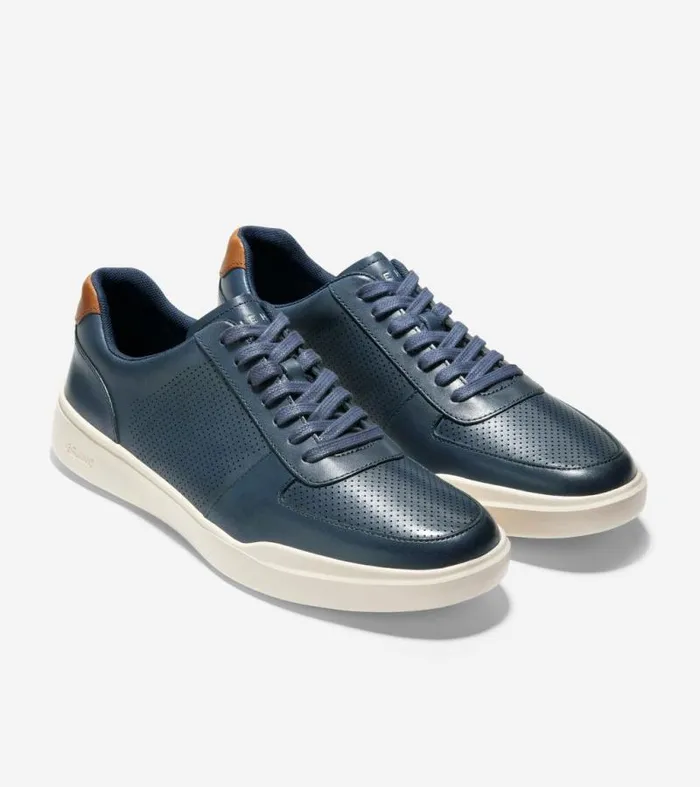 Men Sneakers Cole Haan Grand Crosscourt Modern Tennis Sneakers Peacoat Perforatedbritish Tan