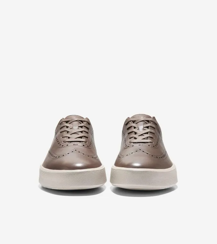 Men Sneakers Cole Haan GrandPr Crew Wingtip Sneakers Truffle Brownsilver Lining