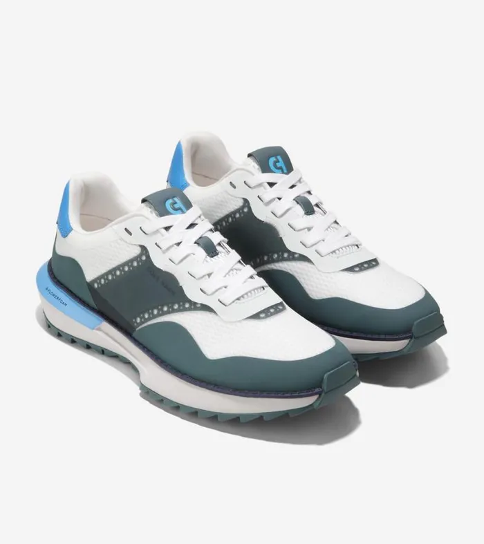 Men Sneakers Cole Haan GrandPr WaterResistant Ashland Golf Sneakers Storm Grayoptic Whitemarina Blue