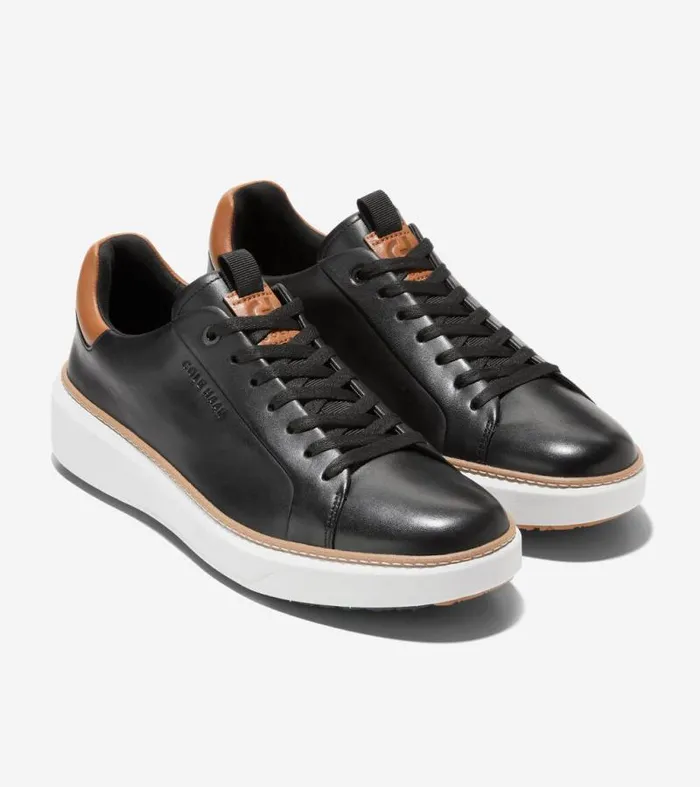 Men Sneakers Cole Haan GrandPr Waterproof Topspin Golf Shoes Blackpecan Brownoptic White