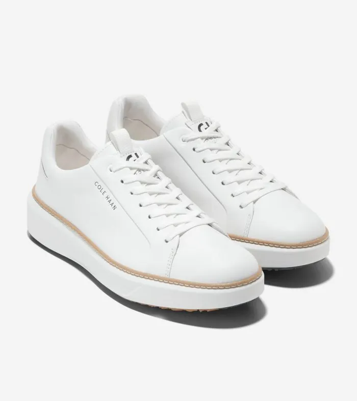 Men Sneakers Cole Haan GrandPr Waterproof Topspin Golf Shoes Optic Whitenatural