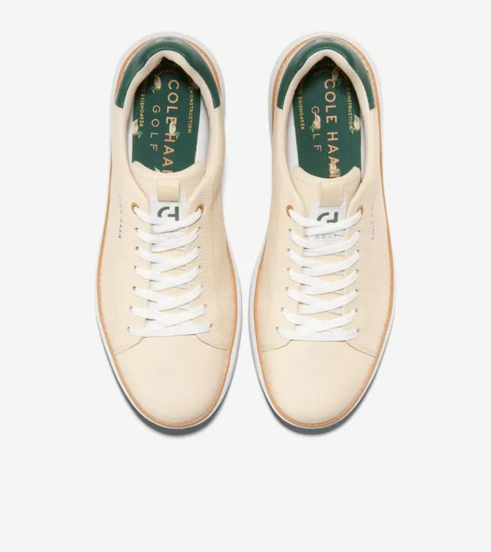 Men Sneakers Cole Haan GrandPr Waterproof Topspin Golf Shoes Vanillatrekking Greenoptic White