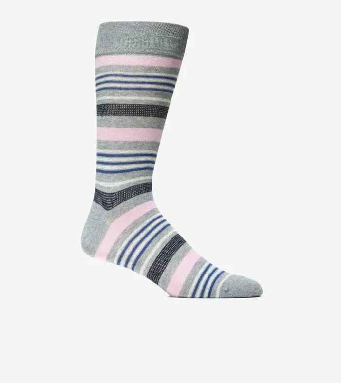 Men Socks Cole Haan Birdseye Stripe Dress Crew Socks Medium Gray Heather