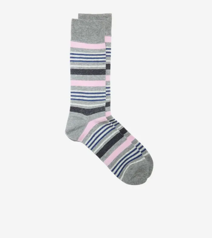 Men Socks Cole Haan Birdseye Stripe Dress Crew Socks Medium Gray Heather