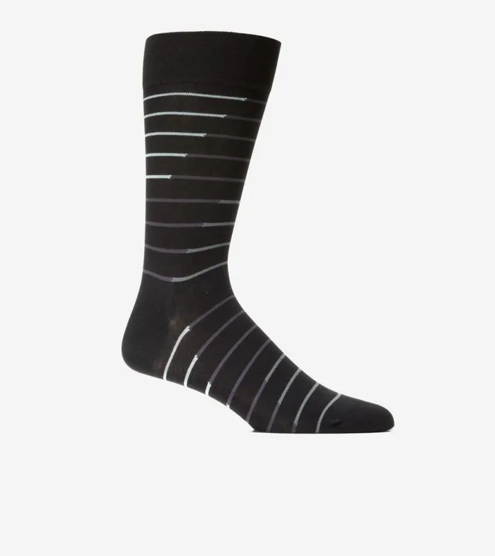 Men Socks Cole Haan Broken Stripe Dress Crew Socks Black