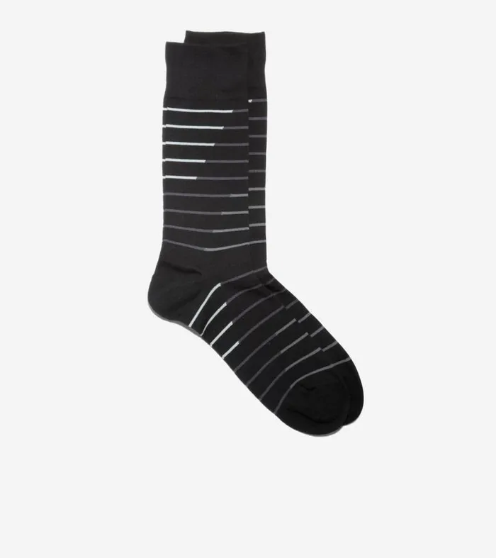 Men Socks Cole Haan Broken Stripe Dress Crew Socks Black