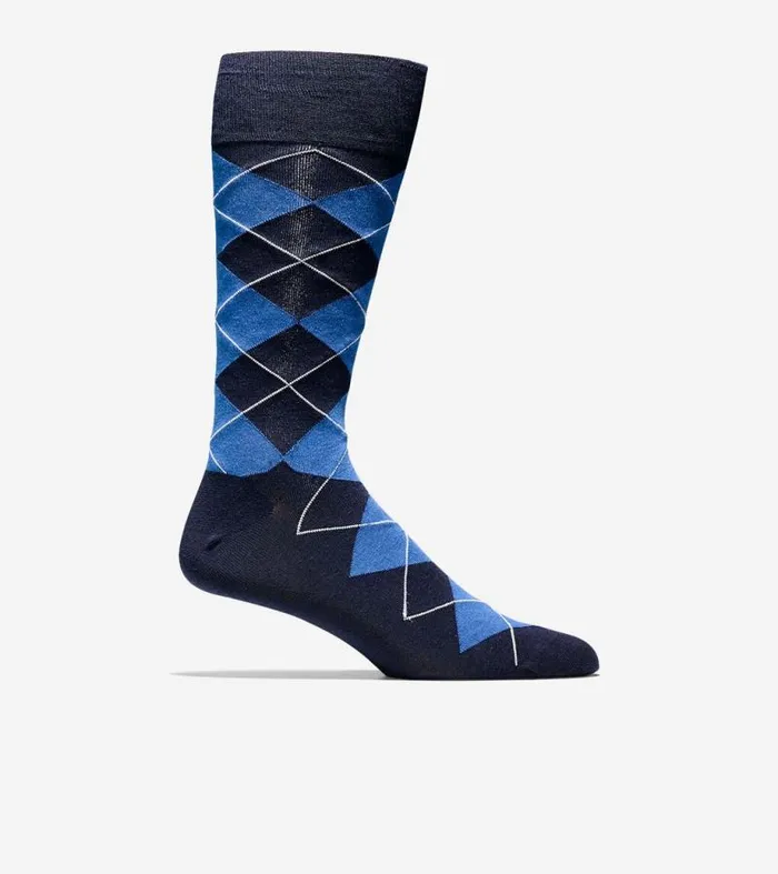 Men Socks Cole Haan Classic Argyle Crew Socks Navy