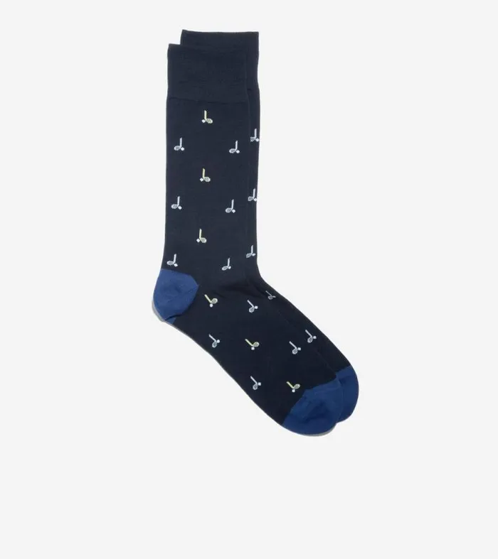 Men Socks Cole Haan Golf Club Dress Crew Socks Navy Blue