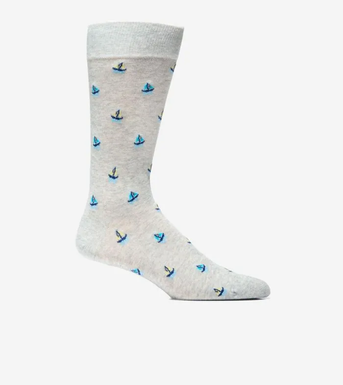 Men Socks Cole Haan Sailboat Dress Crew Socks Light Gray Heather