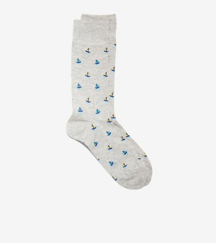 Men Socks Cole Haan Sailboat Dress Crew Socks Light Gray Heather