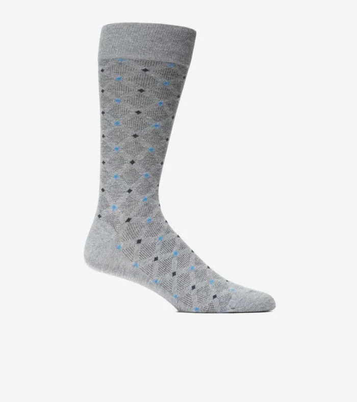 Men Socks Cole Haan Textured Diamond Dress Crew Socks Medium Gray Heather
