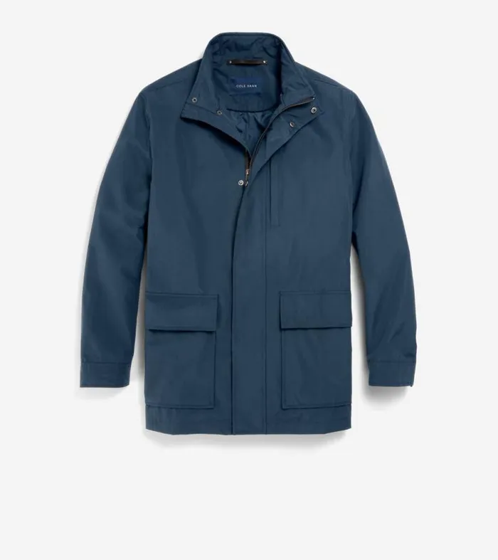 Men Softshell Jackets Cole Haan WaterResistant Jacket Navy Blue