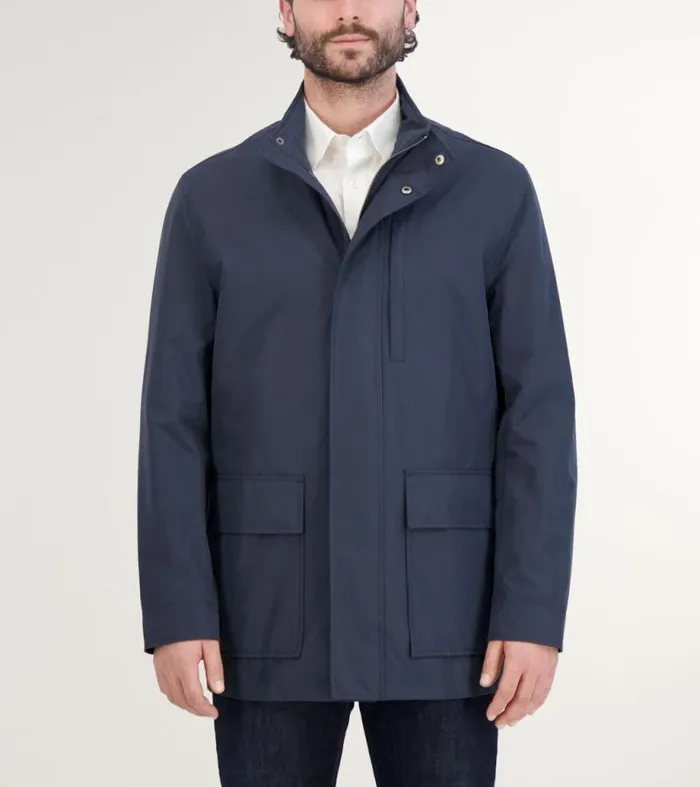 Men Softshell Jackets Cole Haan WaterResistant Jacket Navy Blue