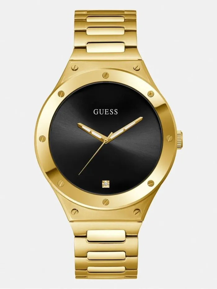 Men Stainless Steel Analogue Watch Gold Guess Watches