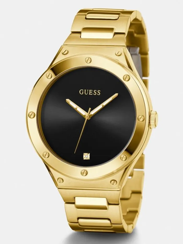 Men Stainless Steel Analogue Watch Gold Guess Watches