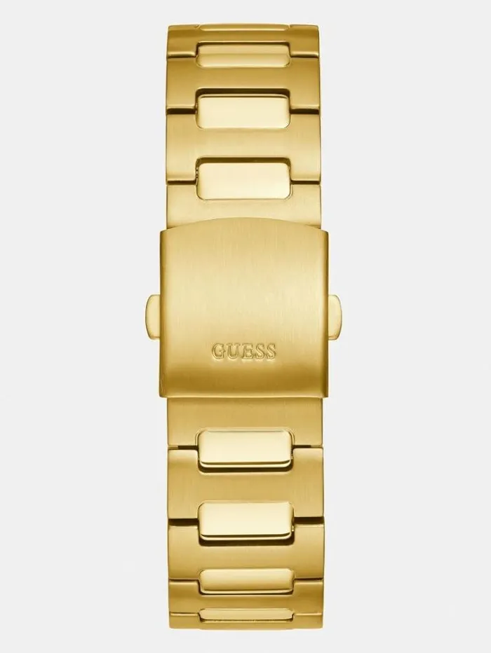 Men Stainless Steel Multifunction Watch Gold Guess Watches