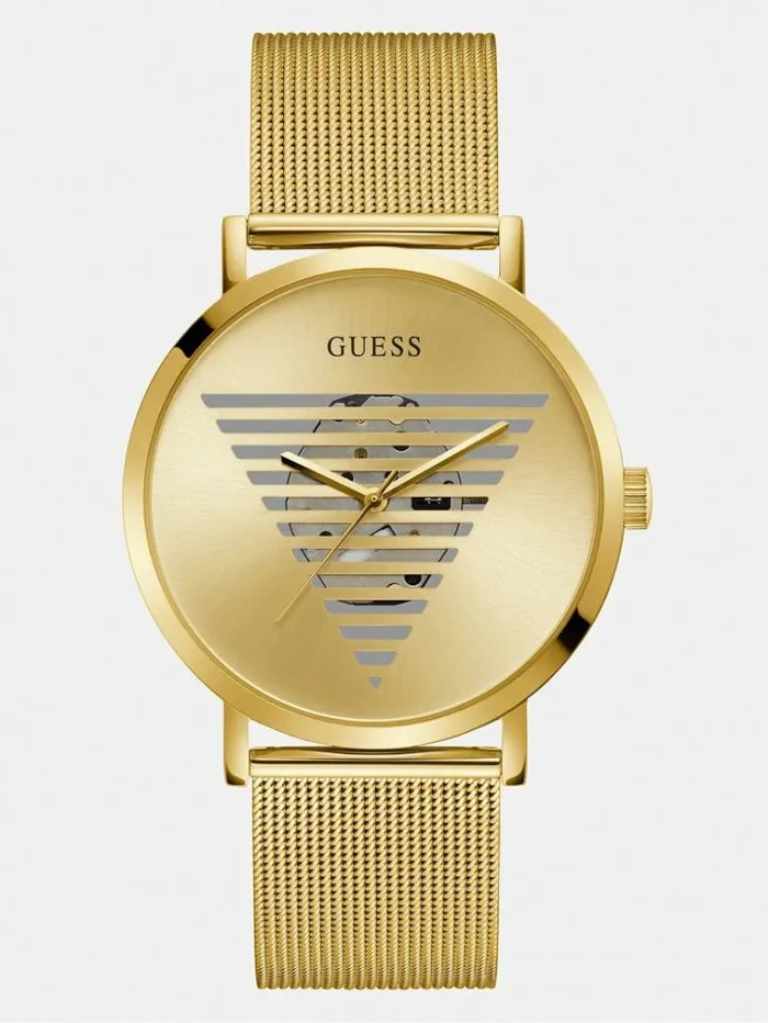 Men Steel Analogue Watch Gold Guess Watches