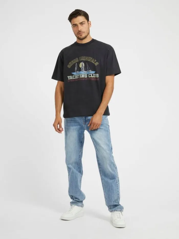 Men Straight Denim Pant Light Blue Guess Slim