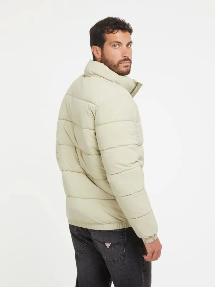 Men Stretch Nylon Puffer Cream Guess Coats And Jackets