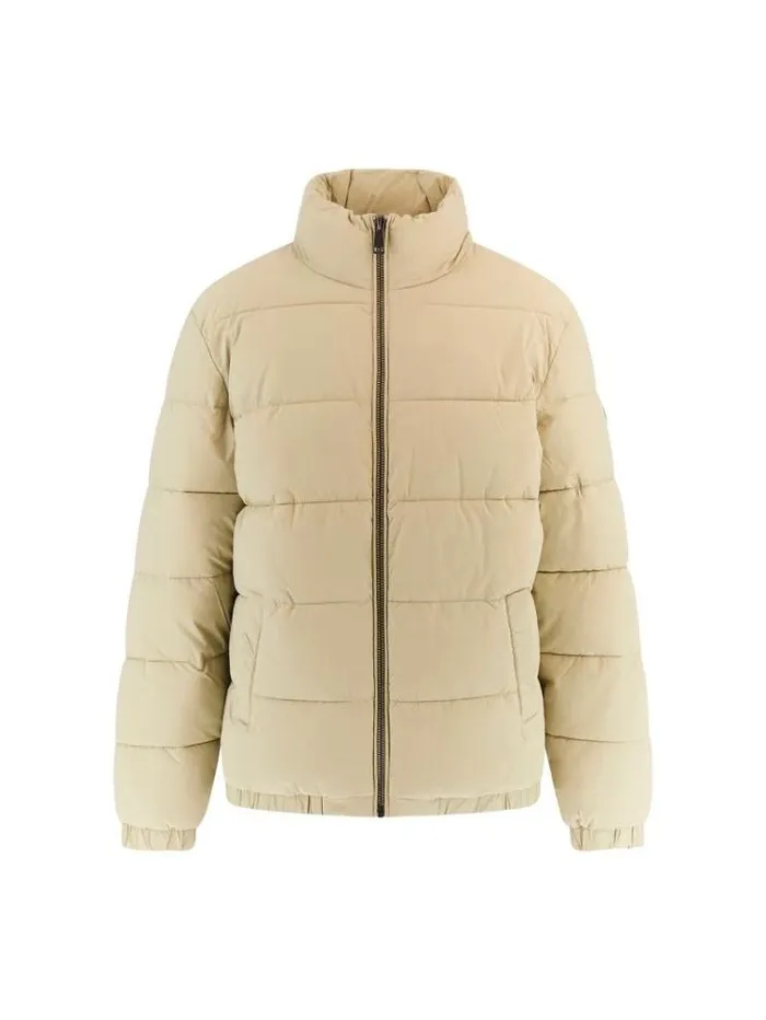 Men Stretch Nylon Puffer Cream Guess Coats And Jackets
