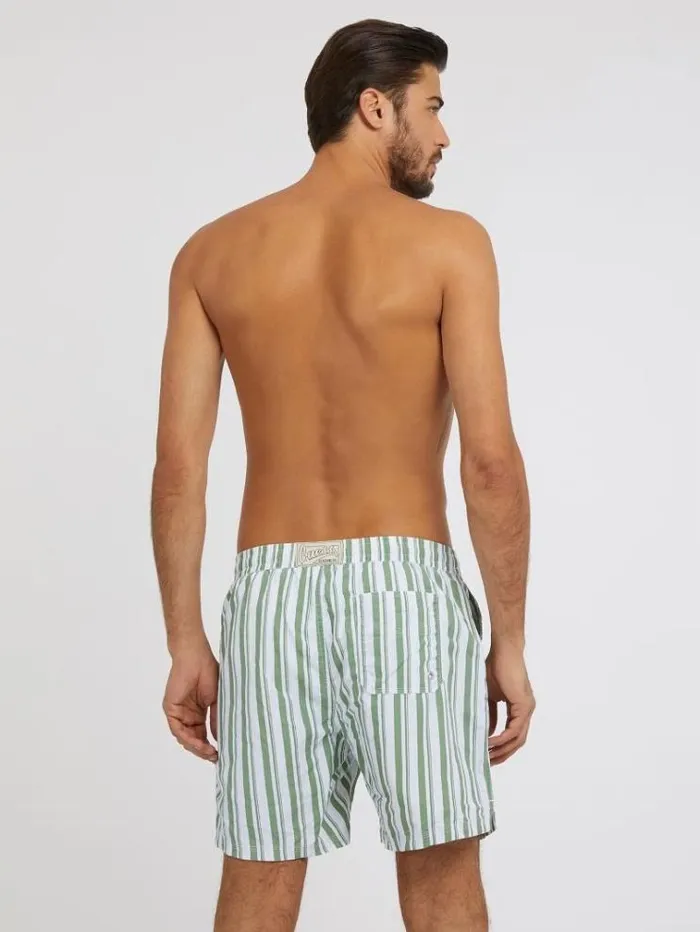 Men Striped Medium Swim Trunk Green Multi Guess Beachwear