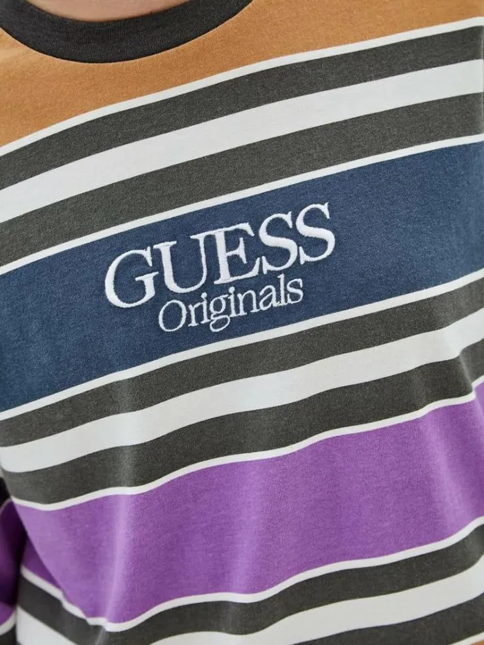 Men Striped Tshirt Multicolor Pattern Guess Tshirts And Polo Shirts