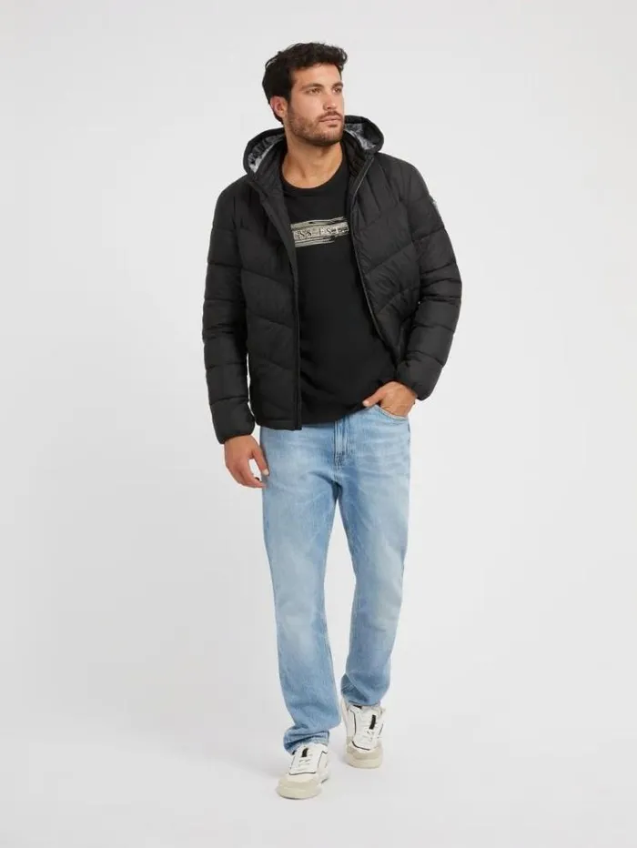 Men Super Light Puffer Jacket Black Guess Coats And Jackets