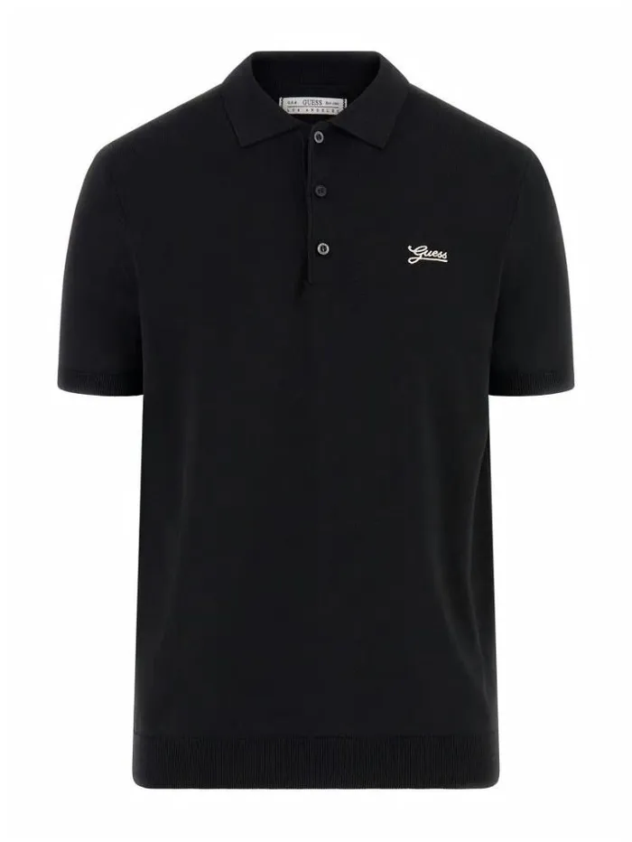 Men Sweater Classic Polo Black Guess Knitwear And Sweatshirts