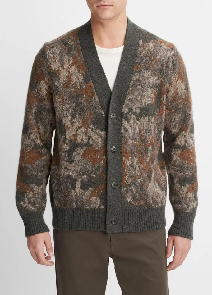 Men Sweaters Vince Abstract Floral Cardigan Oxnard Combo