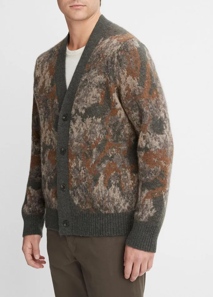 Men Sweaters Vince Abstract Floral Cardigan Oxnard Combo