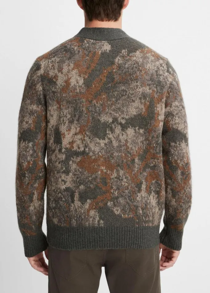 Men Sweaters Vince Abstract Floral Cardigan Oxnard Combo