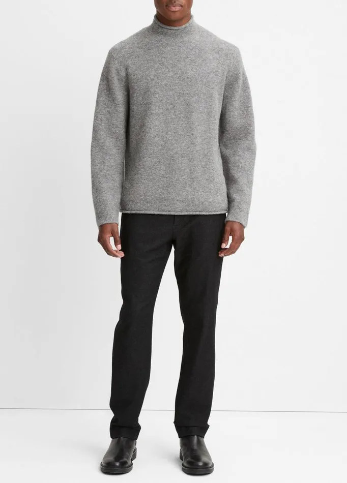 Men Sweaters Vince Airspun RollNeck Sweater Medium Heather Grey