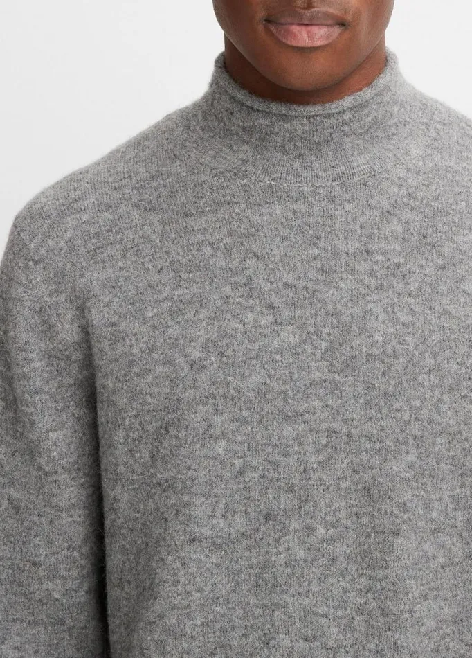 Men Sweaters Vince Airspun RollNeck Sweater Medium Heather Grey