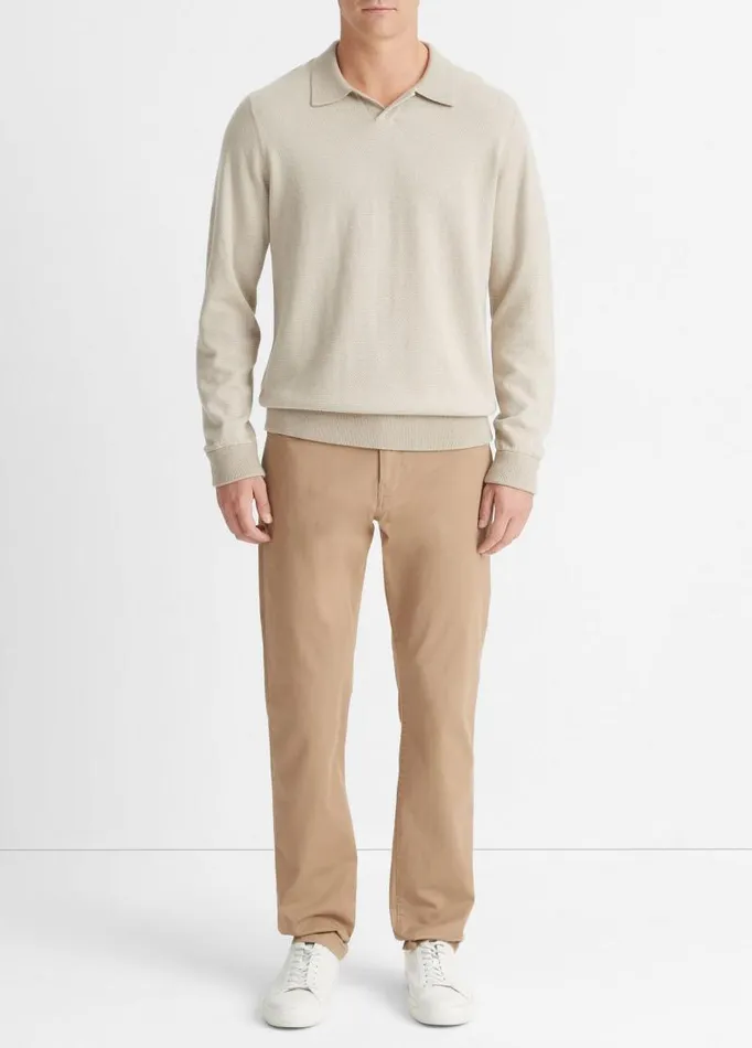 Men Sweaters Vince Birdseye Johnny Collar Sweater Pumice Rockpearl