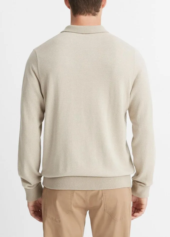 Men Sweaters Vince Birdseye Johnny Collar Sweater Pumice Rockpearl