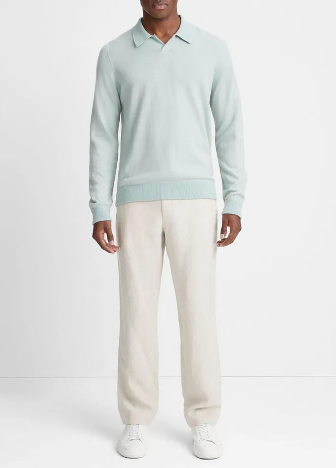 Men Sweaters Vince Birdseye Johnny Collar Sweater Seafoam Greenstone Beach