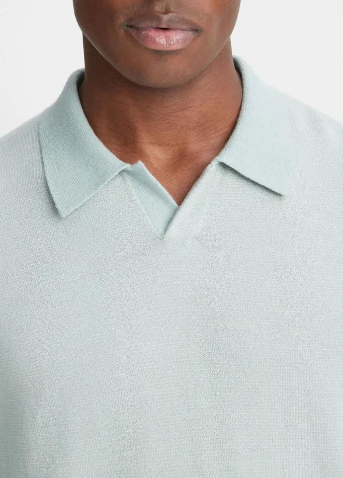 Men Sweaters Vince Birdseye Johnny Collar Sweater Seafoam Greenstone Beach