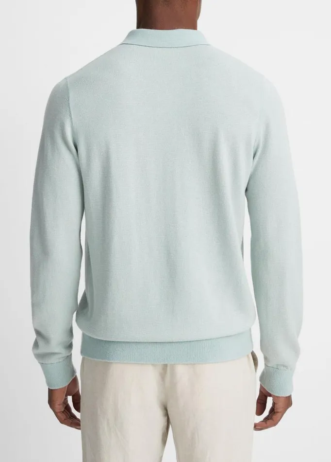 Men Sweaters Vince Birdseye Johnny Collar Sweater Seafoam Greenstone Beach