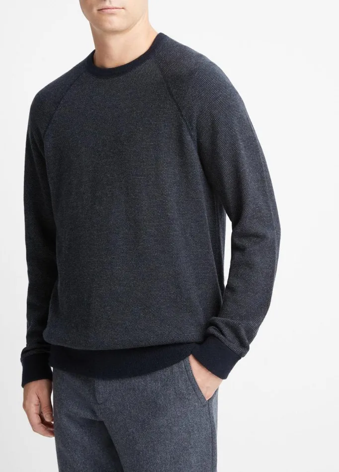 Men Sweaters Vince Birdseye Raglan Sweater Coastalmedium Heather Grey